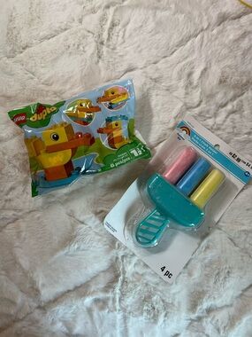 LEGO Duplo Set + Kids Chalk Kit Outdoor Activity Toy Bundle Gift Set